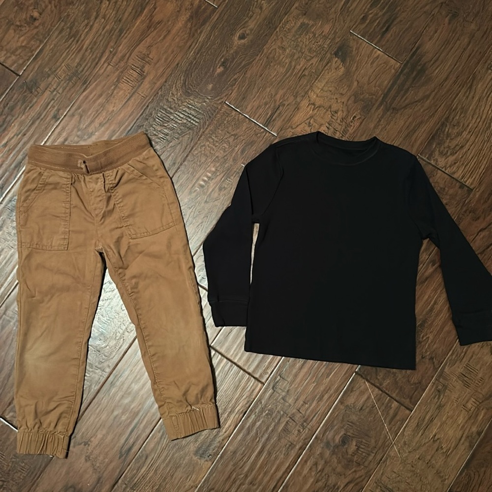 Bundle Jumping Beans Jogger Pants with Black Old Navy Long John Shirt. Size 4